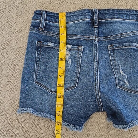 Vervet Blue Distressed Mid-Rise Jean Shorts - Size Large - Picture 7 of 10